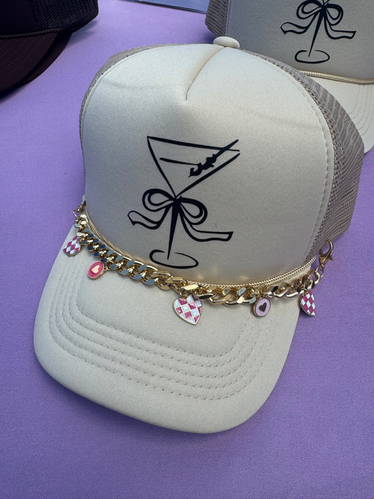Pink Checkered Heart Hat Chain