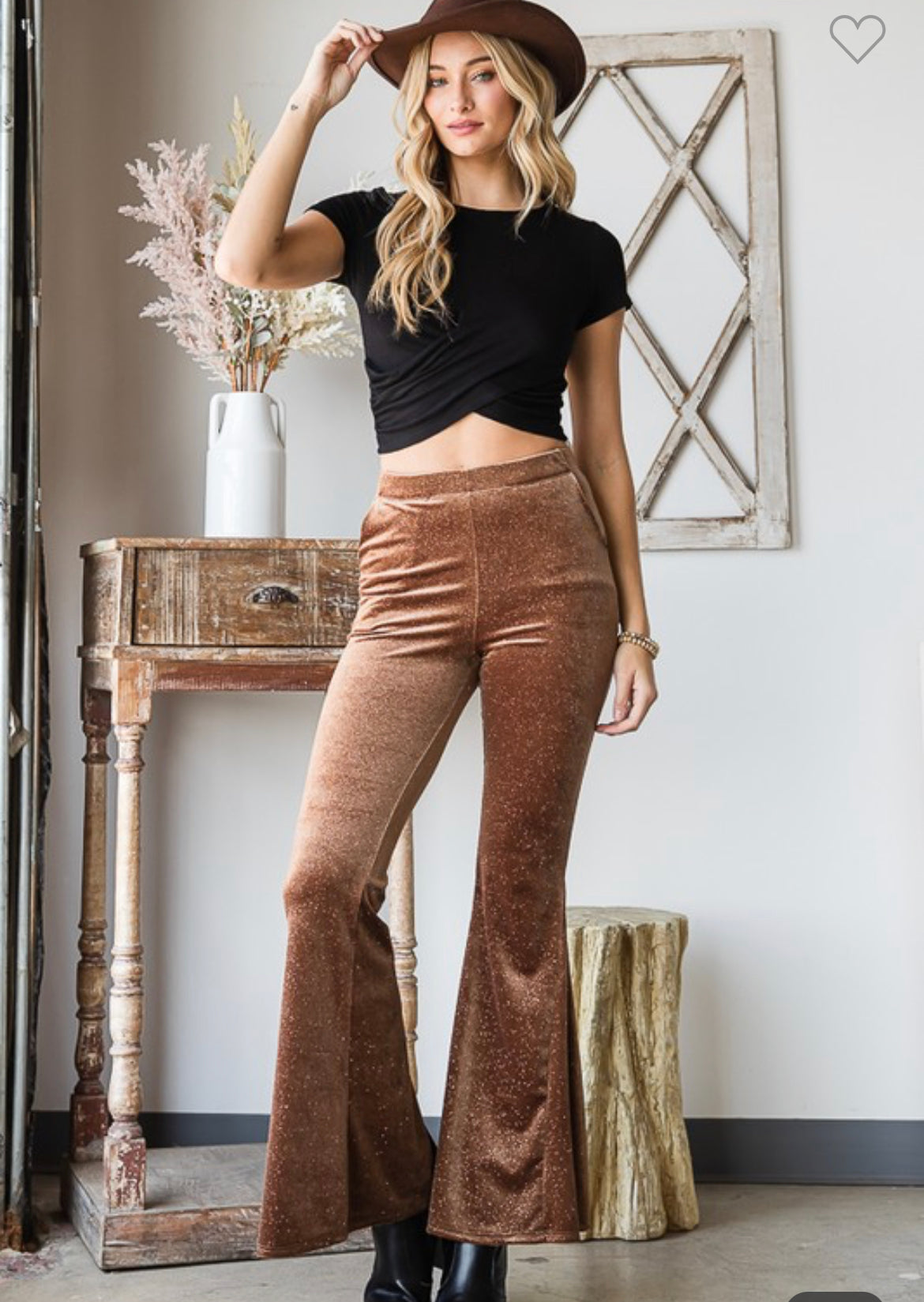 Brown Sparkle Flare Pants
